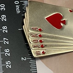 Vintage Gold Tone Royal Flush Playing Cards Brooch Pin 2″ x 1-3/4″