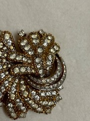 Vintage Jomaz Flower Pave Rhinestone Brooch