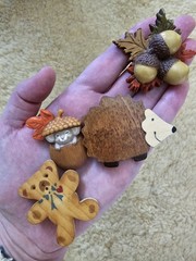 Vintage 80s 90s Cottagecore Wooden Brooch Lot Whimsical Forest Animals Fairycore