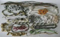 23 Vintage Pearl Chain Glass Silver Gold Rhinestone Necklace Cameo Beaded Lot