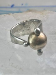 Moving Ball ring geometric kinetic solid band size 5.50 sterling silver women l