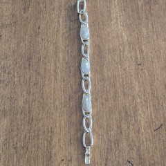 Vintage Women’s Abalone Shell Chain Link Bracelet Silver Tone 7″
