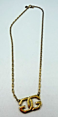 Vintage Necklace Givenchy Pendant Double G Logo Signed 15 in