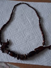 Vintage African Safari Style Statement Piece With Hand Carved Animals And Beads