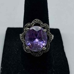 Sterling Silver 925 Amethyst Blue Topaz Ring Pendant Jewelry Lot 18.1g Size 6.25