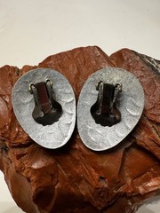 1940s Wartime Hammered Aluminum Dogwood Motif Clip Back Earrings Alcoa Renoir