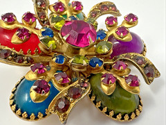 Vtg Selro Selini Dimensional Brooch Fruit Salad Flower Amazing Color Crystals