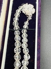 Vintage Maruyama Japan Faceted Rock Crystal Necklace Choker Clear Quartz Box