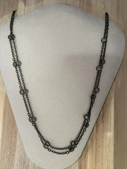 Signed MMA Metropolitan Museum of Art Black Tone Faceted Station Necklace Vtg