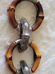 70’s Rare Vintage Gucci Bamboo Links Sterling Connector Toggle CLASP BRACELET 9″