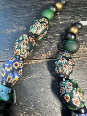 Vintage Nepal Millefiori Beads Statement Necklace – Large Old Glass Beads Stran