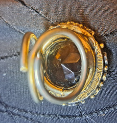 VINTAGE GOLD CITRINE AMBER SIZE 5 RING FILIGREE WORK SCROLL BEAUTIFUL-RETRO-1970