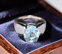 Enchanting London Blue Topaz Oval Solitaire Size 7 Vtg Estate Sterling Silver