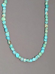 Vintage Turquoise Beaded Necklace 16.5″ 925 Sterling Silver Clasp