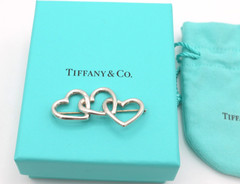 Vintage Tiffany & Co. Triple Heart Sterling Silver 925 Pin Brooch 1984 5.87g