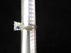 Art Deco Sze 8.75 Lab-Created Diamond Blue Sapphire Engagement Silver Gold Ring