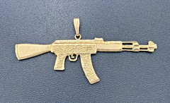 Vintage 14kt Yellow Gold AK 47 72mm x 24mm Pendant with 4mm Bale