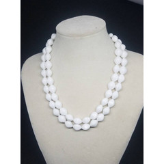 Vintage Hong Kong multi strand necklace white double strand acrylic bead