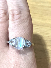 Vintage Sterling Silver Ring Moonstone Aquamarine/Blue Topaz? 925 7.5 AS IS