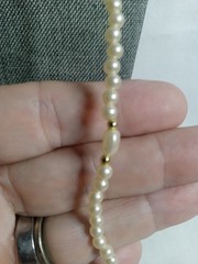 Vintage Faux Pearl Seed Bead Gold Spacer Beads 30″ Long Strand Estate