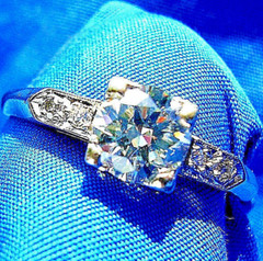 Original EARTH MINED DIAMOND Deco Engagement Ring Vintage PLATINUM Solitaire S 5