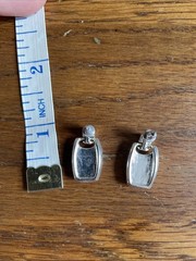 Vintage 90s Door Knocker Earrings Silver Blue Stone Enamel Hanging