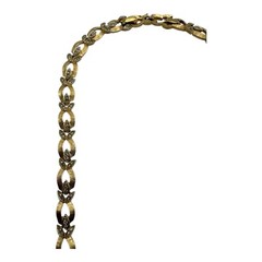 Vintage Gold-Tone Leaf Link Necklace with Rhinestones – Signed “4044”