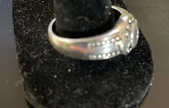 Vintage 3 Stone 925 Amethyst And London Blue Topaz Ring, Marked JC ,Sz 10 ,5.95g