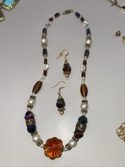 Neutral Vtg 17Pc Lot Jewelry Modern Tiger Eye Gems Gold Tone Christophe Poly