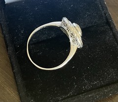 ANTIQUE ART DECO 2.30 Ct EUROPEAN DIAMOND AND EMERALD PLATINUM TARGET RING
