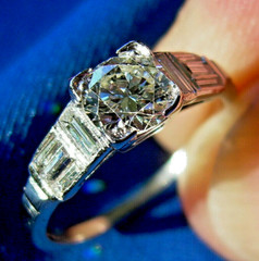 Original EARTH MINED DIAMOND Art Deco Engagement Ring SOLID PLATINUM Solitaire