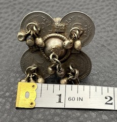 Vintage Silver Tone Coin Ring Adjustable Four Coin Design Indian Bohemian Sz 8