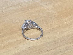 Vintage Sterling Silver Ring Moonstone Aquamarine/Blue Topaz? 925 7.5 AS IS