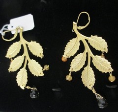 Cameron Cohen 14K GF Bohemian Leaf dangle earrings vintage HSN 1/20 Gold Filled