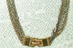 Signed CELEBRITY Necklace Gold Silver Tone Multistrand Office Siren Statement