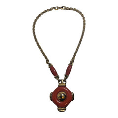 Vintage Signed Christian Dior Heavy Chain Pendant Necklace Germany 1974
