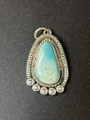 Vintage Unsigned Native American Turquoise Vintage 925 Sterling Silver Pendant