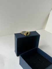 Vintage Green Cubic Zirconia Ring Gold Plated Womens Size 7.5