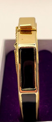 Lot of 2 Vintage Octagon Red and Black Enamel Bangle Bracelets Gold Tone