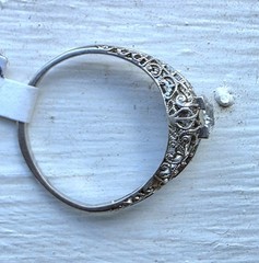 Art Deco Platinum Diamond Filigree Ring, .76ctw