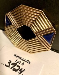 Gallery Originals Blue Gold Tone Geometric Brooch Avon