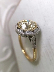 4.8Ct Vintage Art Deco Old European Cut Lab Created Diamond 14K Gold Finish Ring