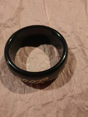 Vintage Black Love Bangle Bracelet Ed Hardy Era Y2K White Cursive Lettering
