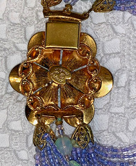 ORIGINAL by ROBERT Mauve MULTI-STRAND Beaded NECKLACE & EARS w/ENAMELED FLOWERS