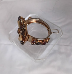 Vintg Carnegie, Caviness, Hobe Unsigned Rhinestone Clamper Bracelet Earrings Set
