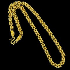 VTG Gold-tone Dragon Necklace Chain Brass Alloy marked 999, Width 9 mm, 24 in