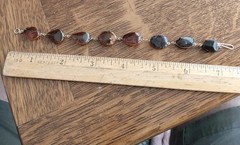 Vintage Baltic Amber Multi Color Wire Wrapped Link Bracelet 7 Inches
