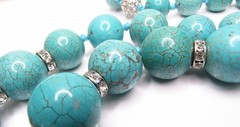 Vintage Turquoise Howlite Necklace BIG Bead Long Heavy