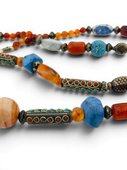 Vintage Himalayan Nepal Tibetan Necklace Turquoise Agate Carnelian Beads 32″
