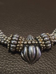 Necklace Choker 8 Strand Bead Link Ball Chain with mid pendant